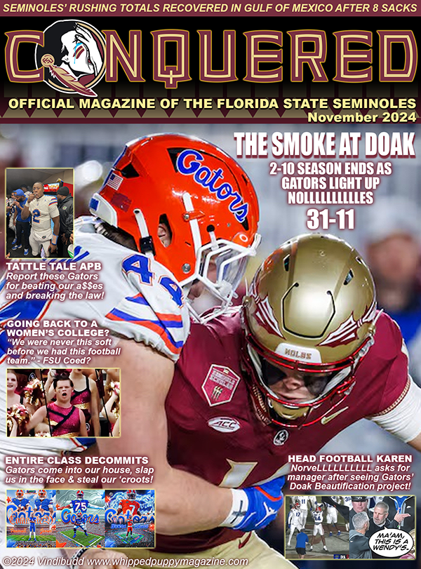 Conquered parody magazine cover from November 2024