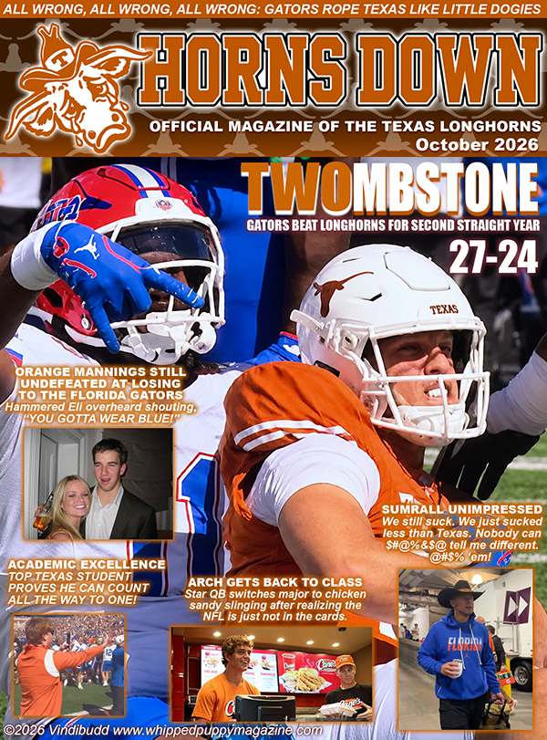 Horns Down magazine parody cover, 2026