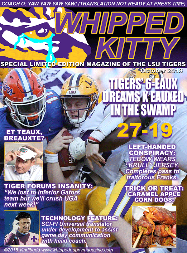 Whipped Kitty parody magazine cover from October 2018